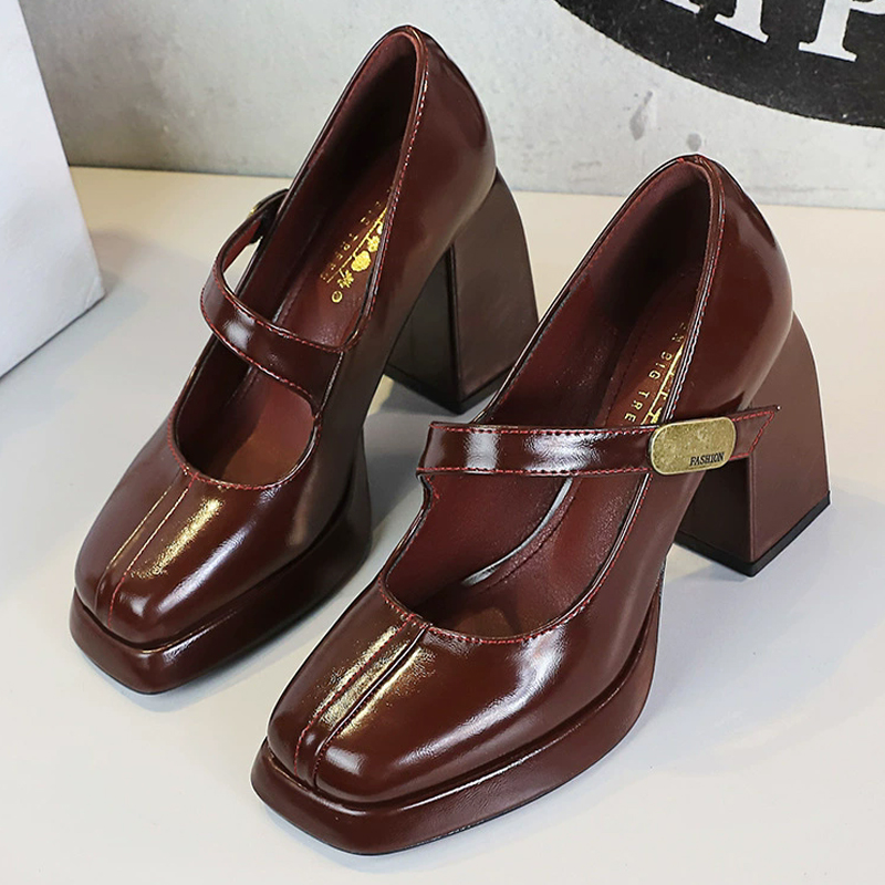 Shoe Tree - Scarpe BIGTREE Retro con Tacco Grosso